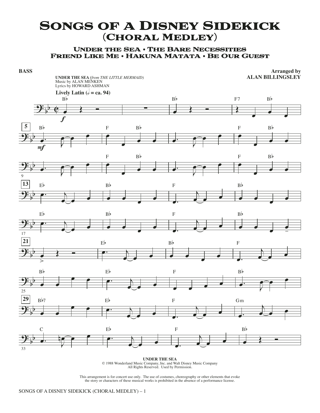 Songs of a Disney Sidekick (Choral Medley) - Bass