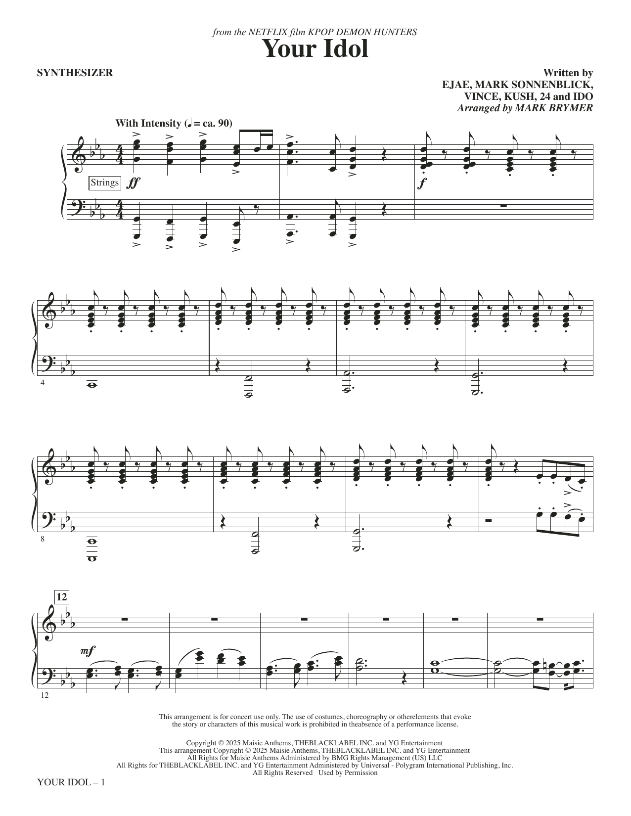 Your Idol (from KPop Demon Hunters) (arr. Mark Brymer) - Synthesizer