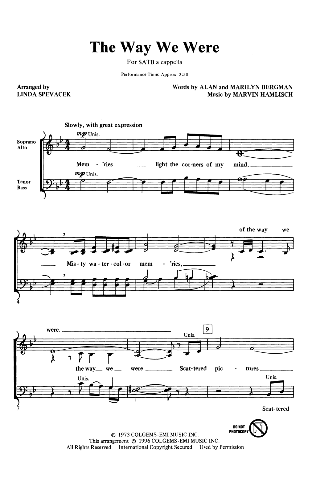 The Way We Were (arr. Linda Spevacek)