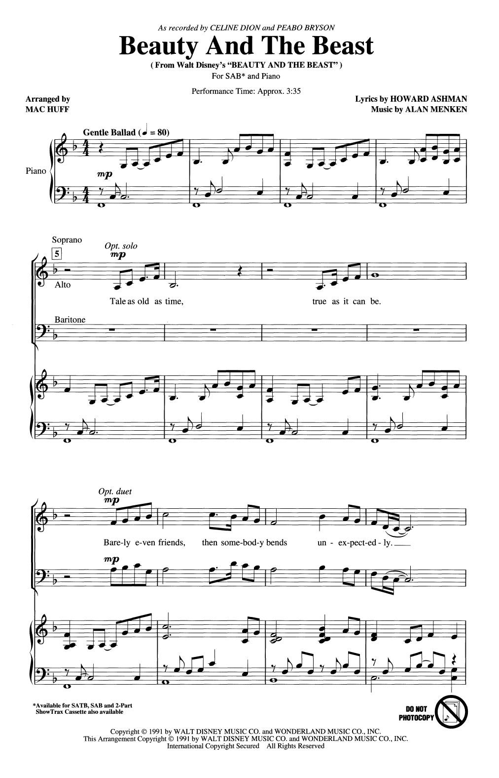 Beauty And The Beast (arr. Mac Huff)