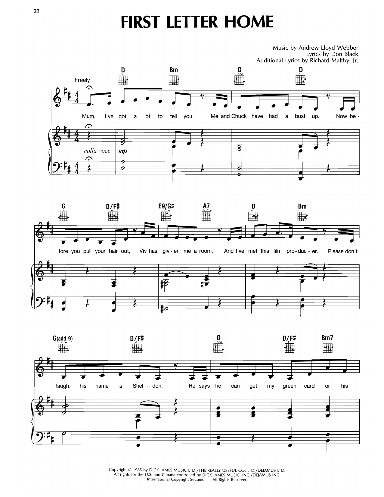 First Letter Home (from Song & Dance)