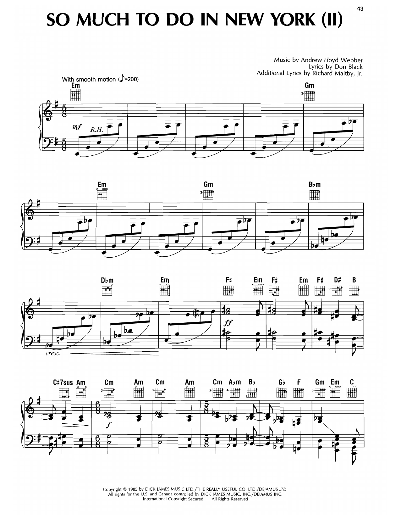 So Much To Do In New York (II) (from Song & Dance)