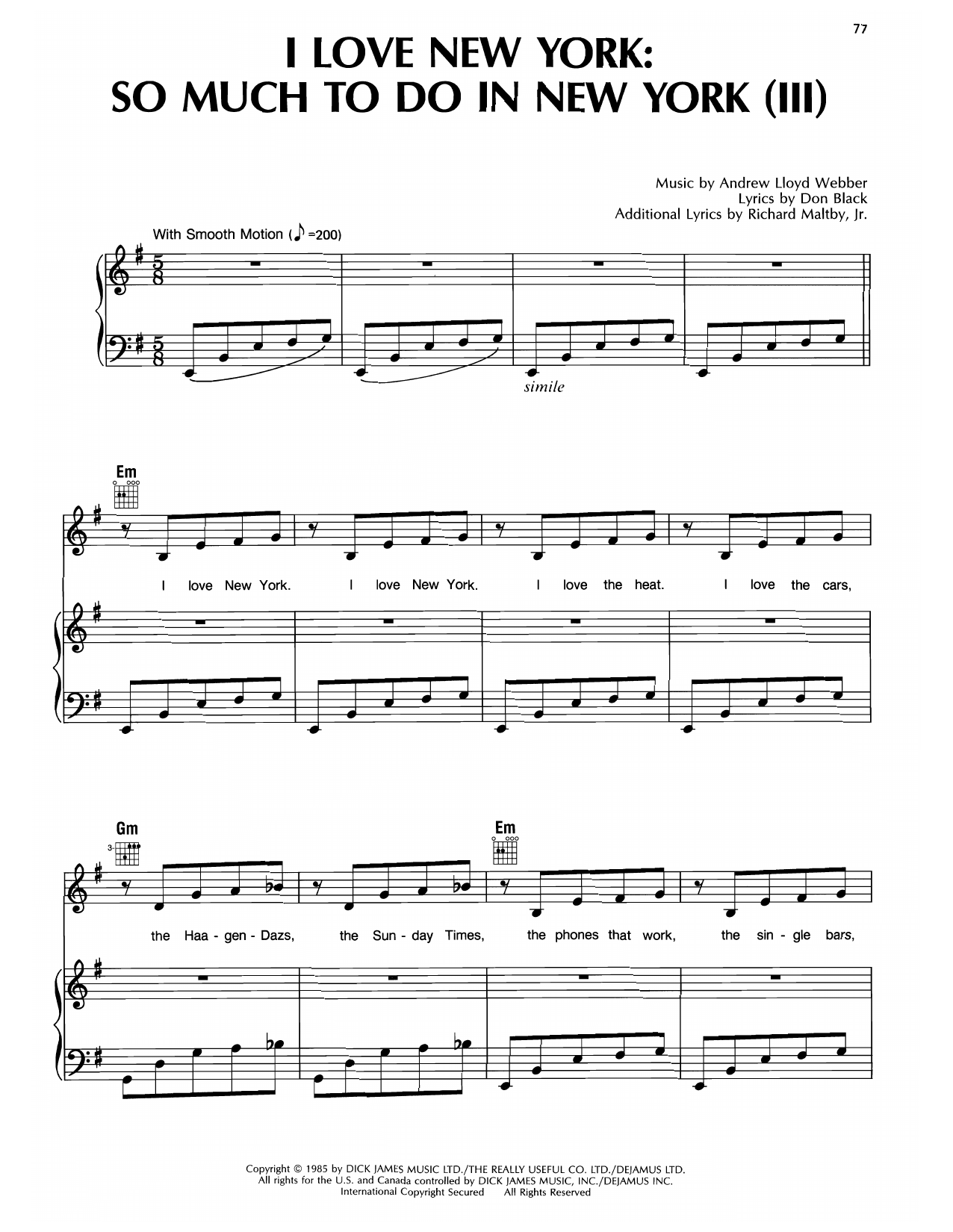 I Love New York / So Much To Do In New York (from Song & Dance)