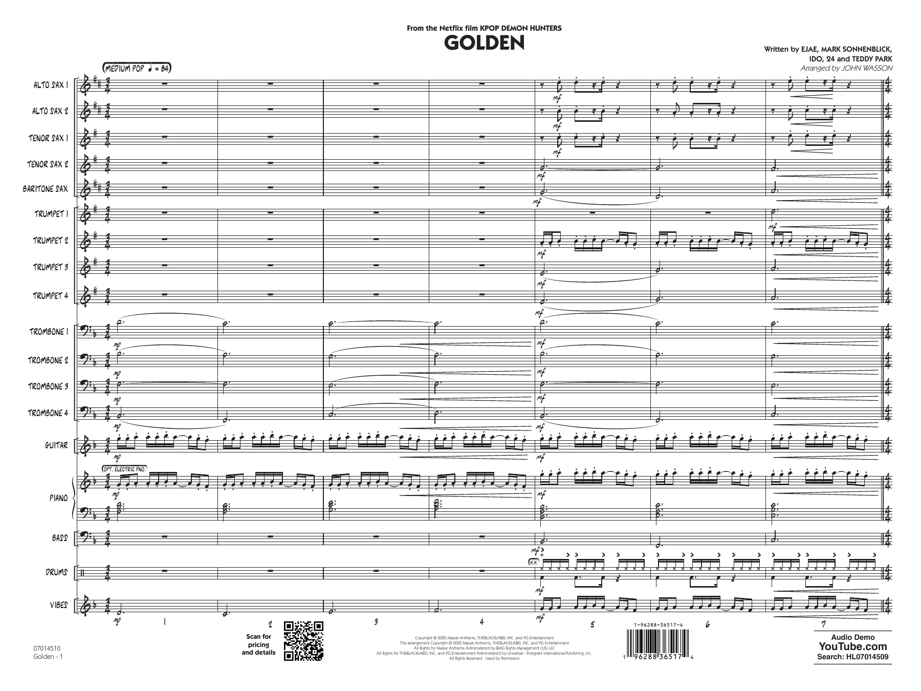 Golden (from Kpop Demon Hunters) (arr. John Wasson)