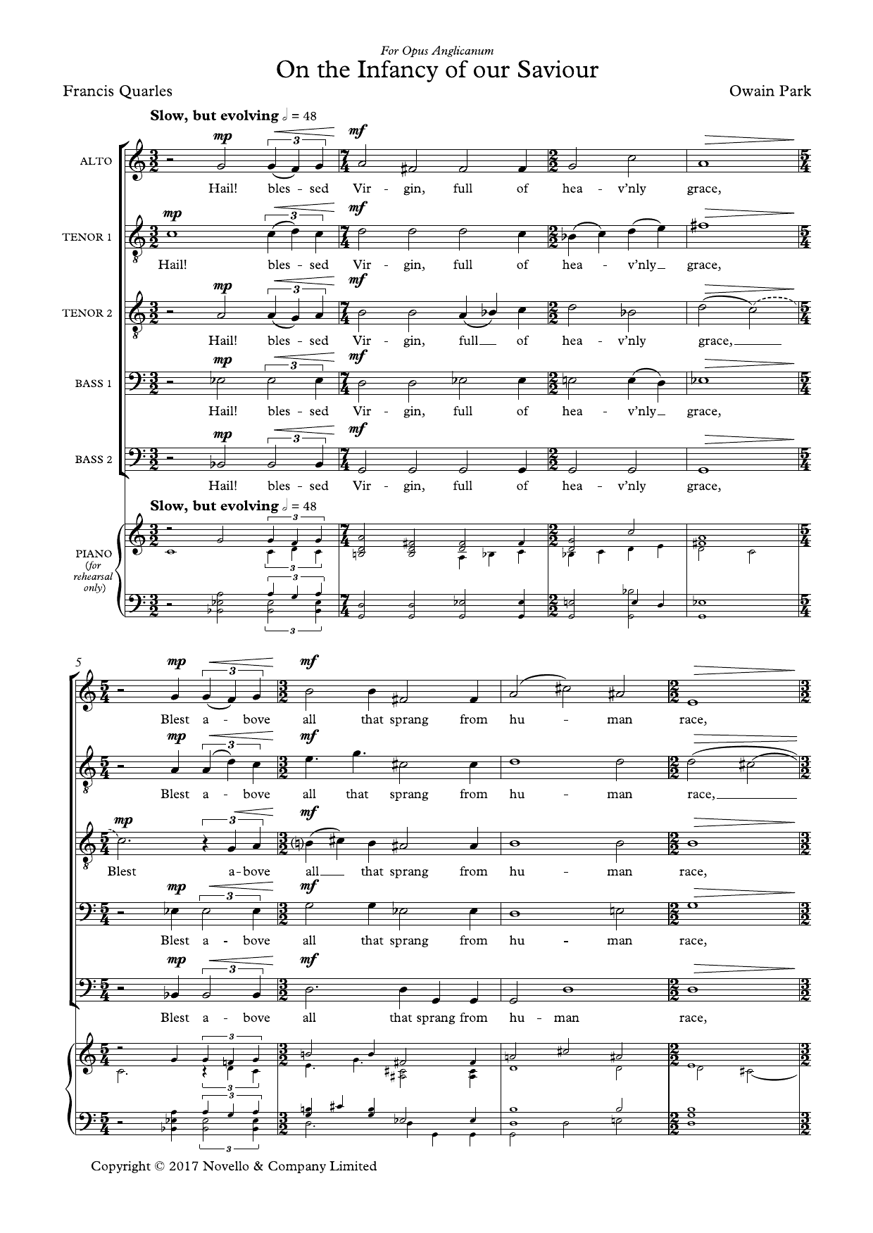 On The Infancy Of Our Saviour: ATTBB Choral Octavo