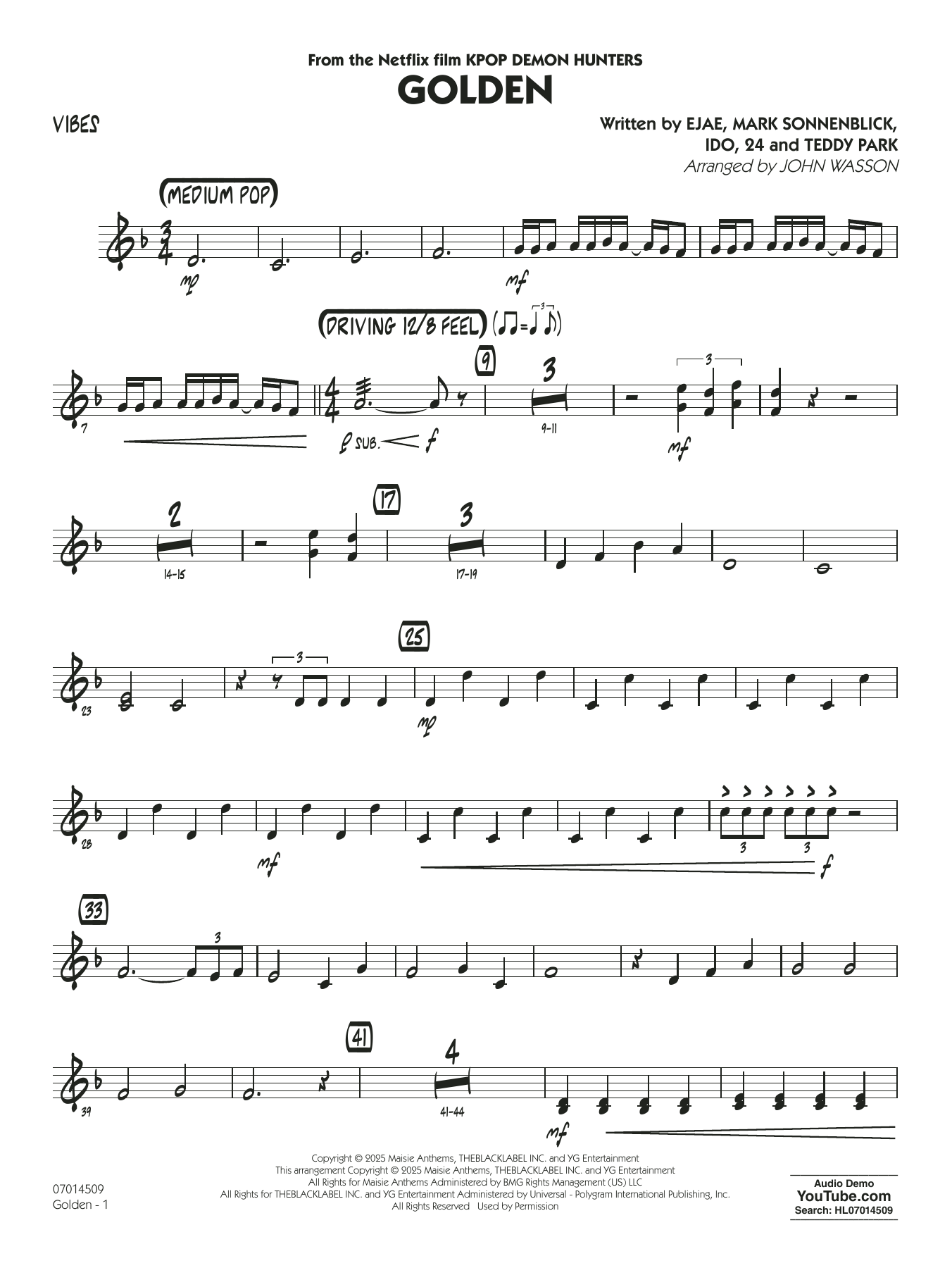 Golden (from Kpop Demon Hunters) (arr. John Wasson) - Vibes