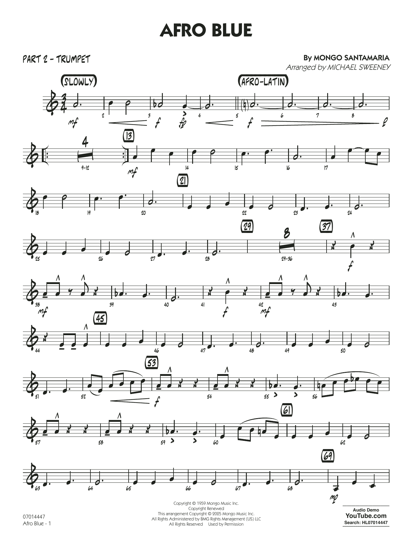 Afro Blue (arr. Michael Sweeney) - Part 2 - Bb Trumpet