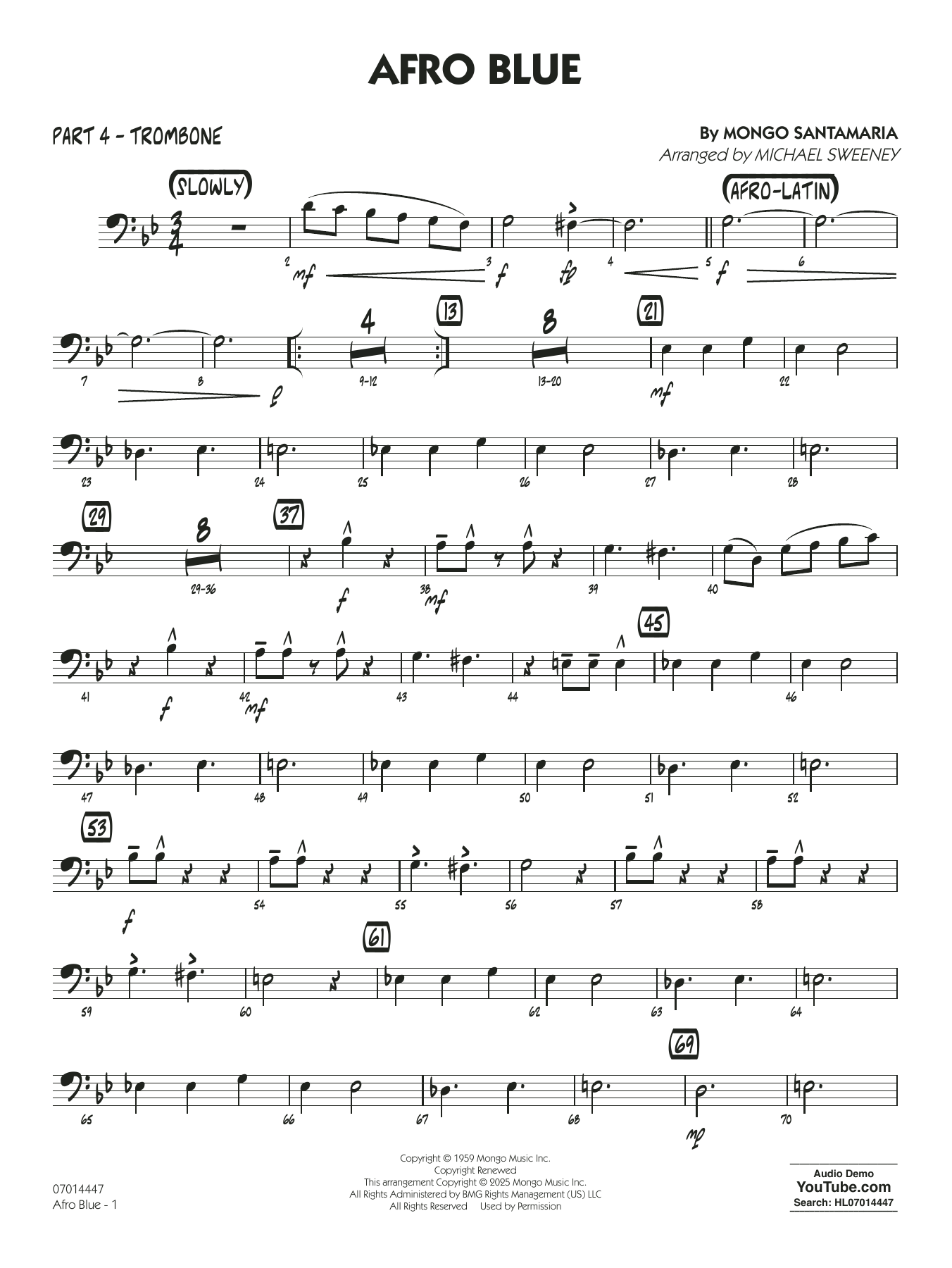 Afro Blue (arr. Michael Sweeney) - Part 4 - Trombone