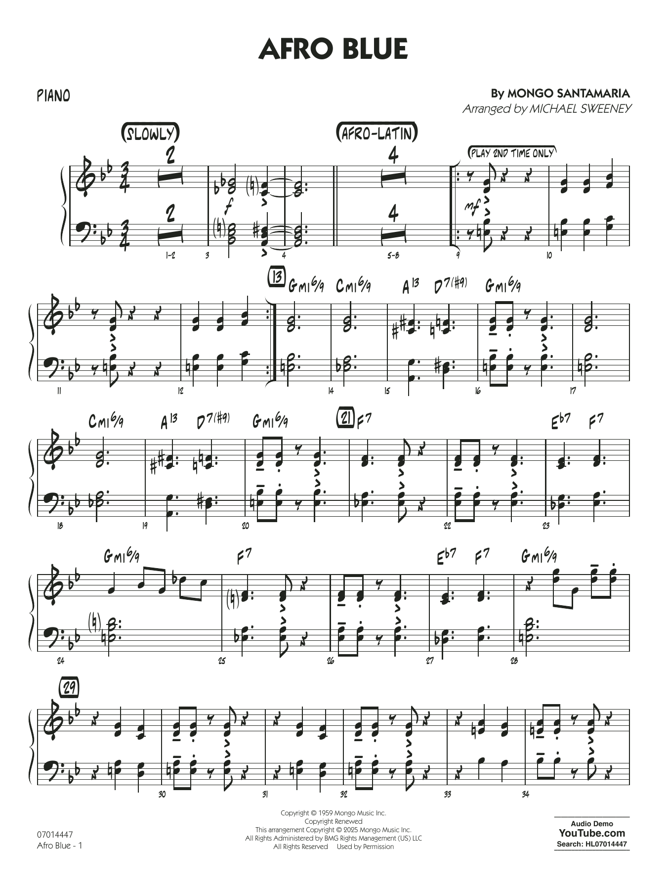 Afro Blue (arr. Michael Sweeney) - Piano