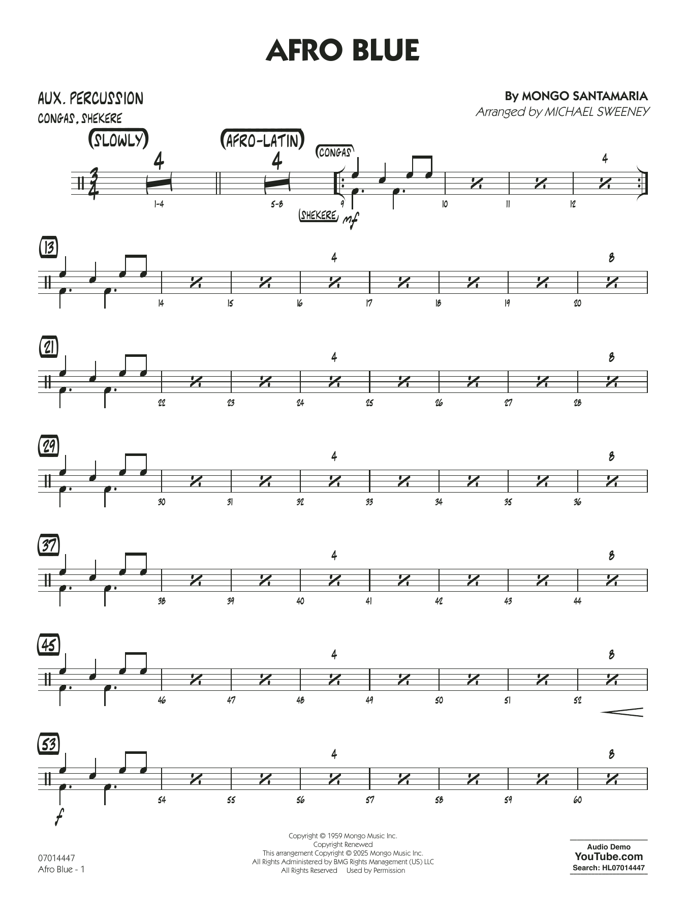 Afro Blue (arr. Michael Sweeney) - Aux. Percussion