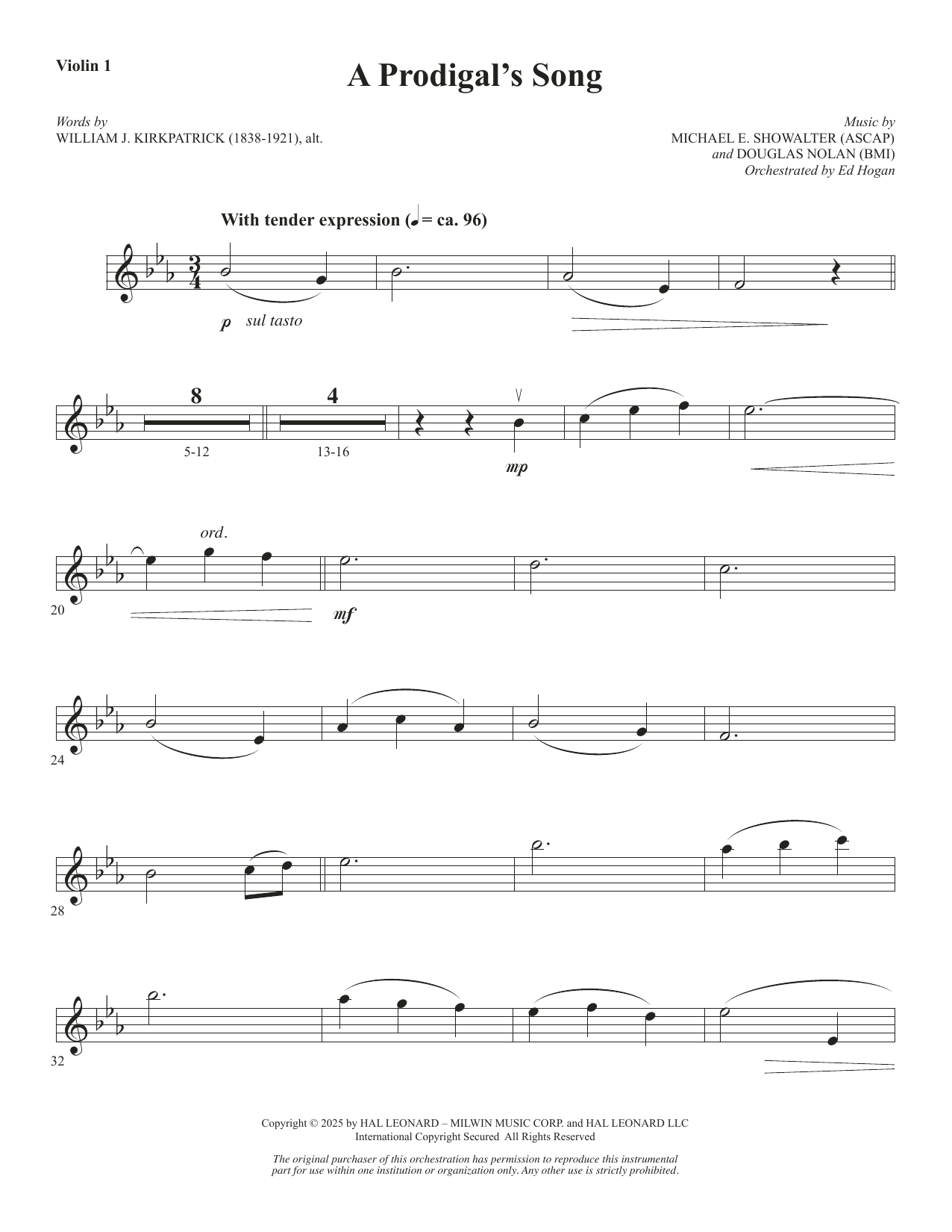 A Prodigal's Song - Violin 1