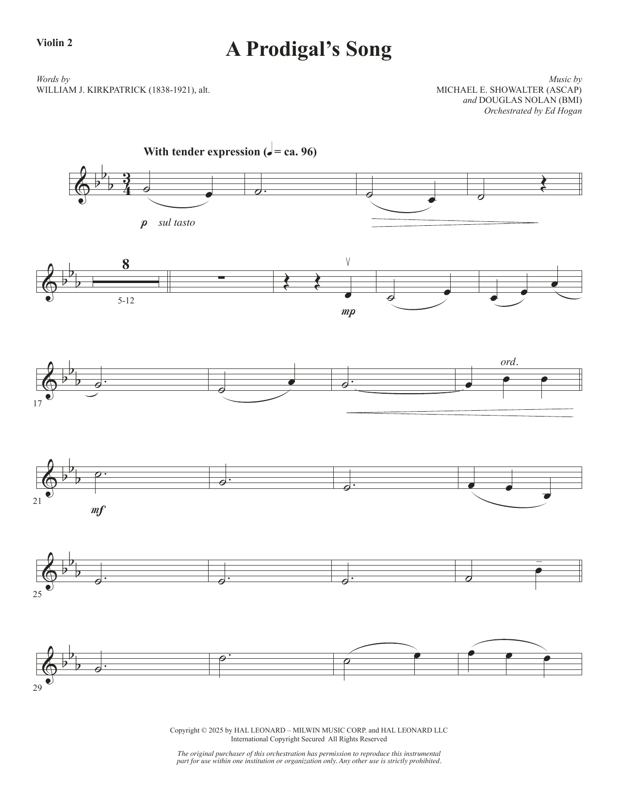 A Prodigal's Song - Violin 2