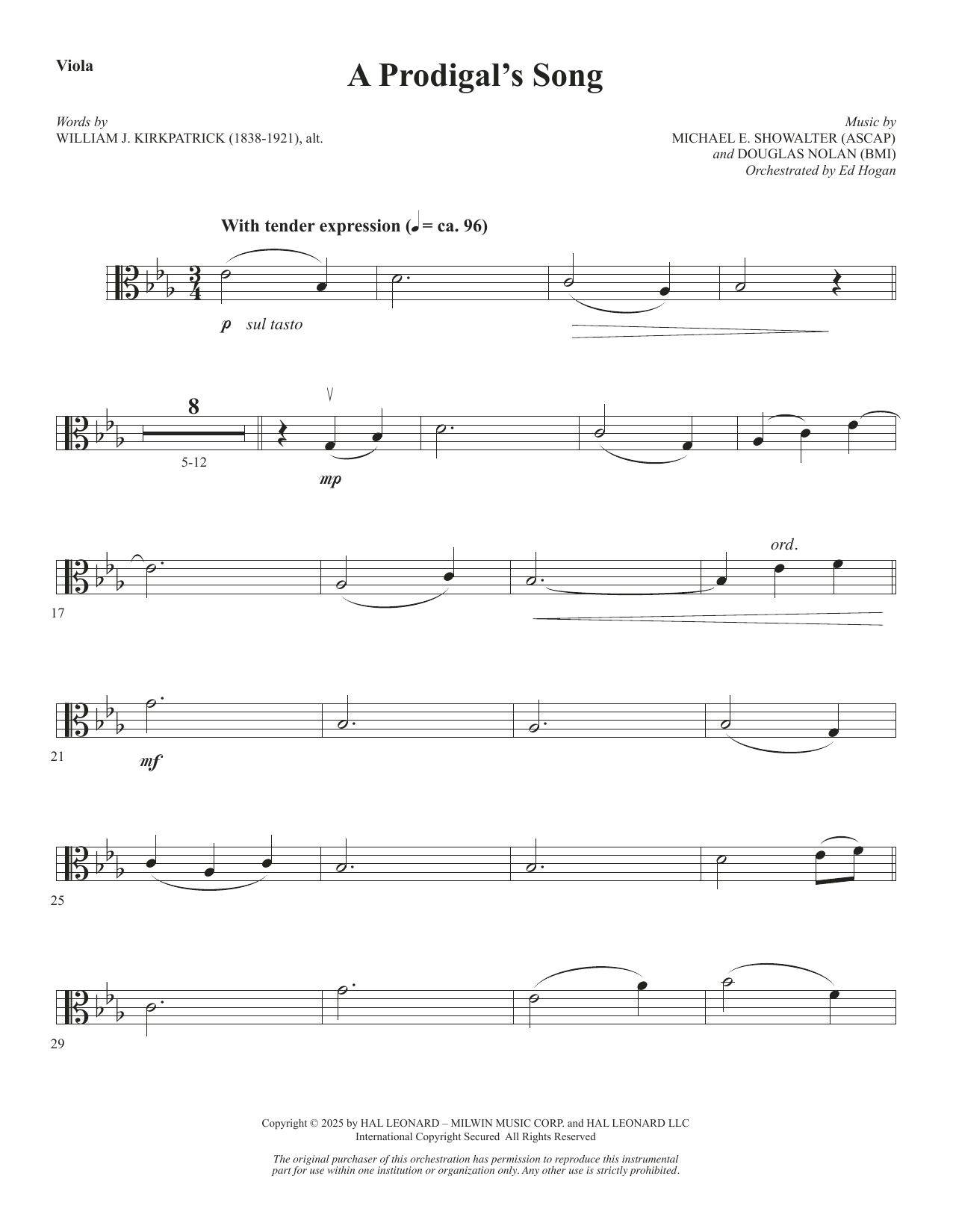 A Prodigal's Song - Viola