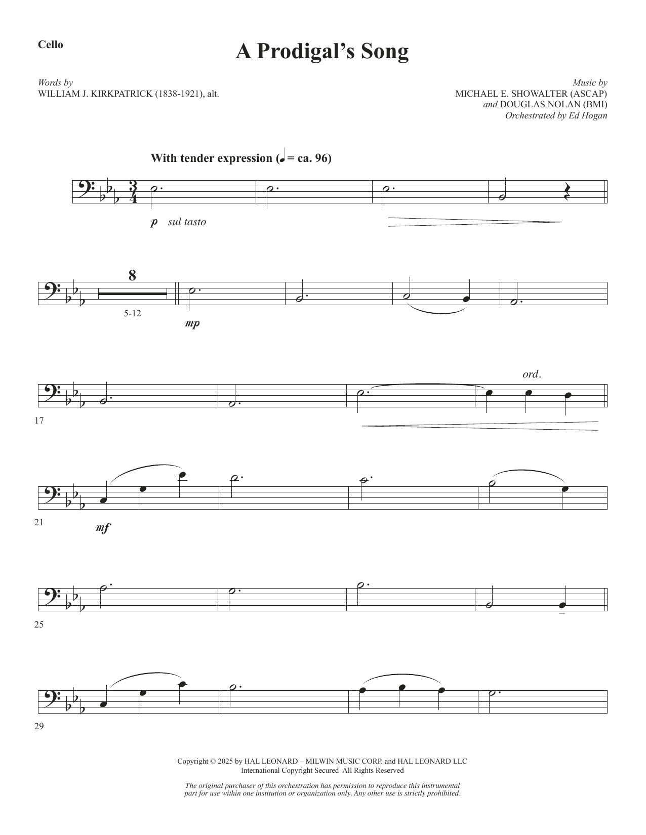 A Prodigal's Song - Cello