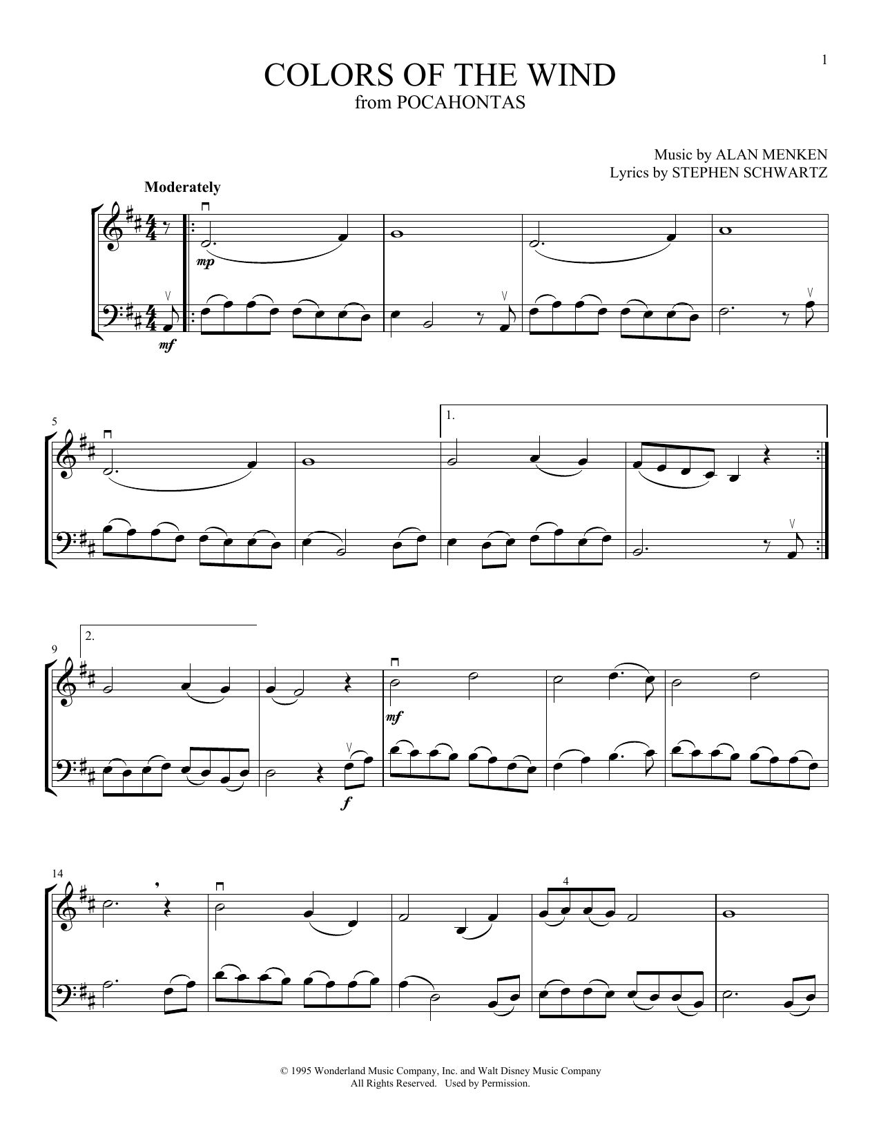 Colors Of The Wind (from Pocahontas) (arr. Michelle Hynson)