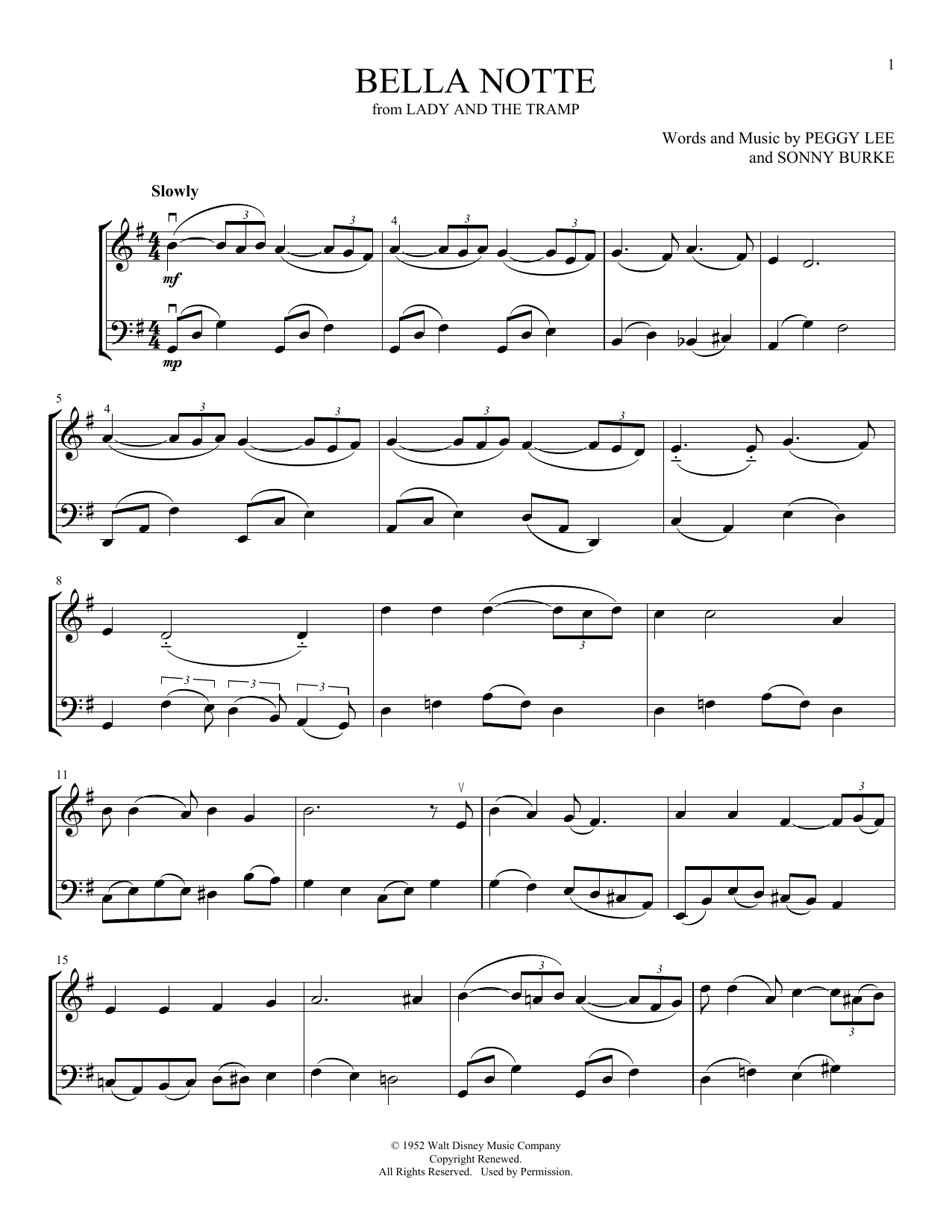 Bella Notte (from Lady And The Tramp) (arr. Michelle Hynson)
