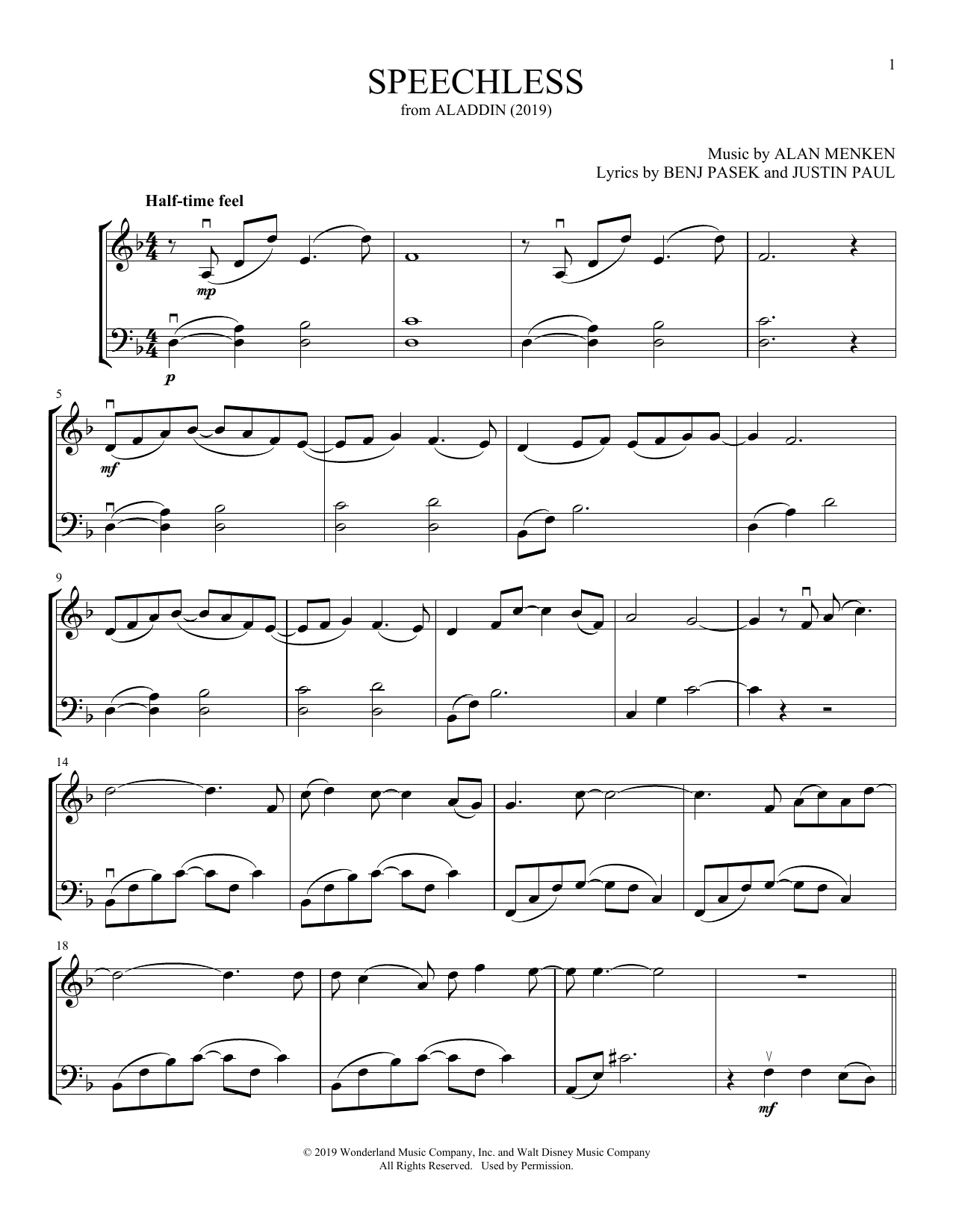 Speechless (from Aladdin) (arr. Michelle Hynson)