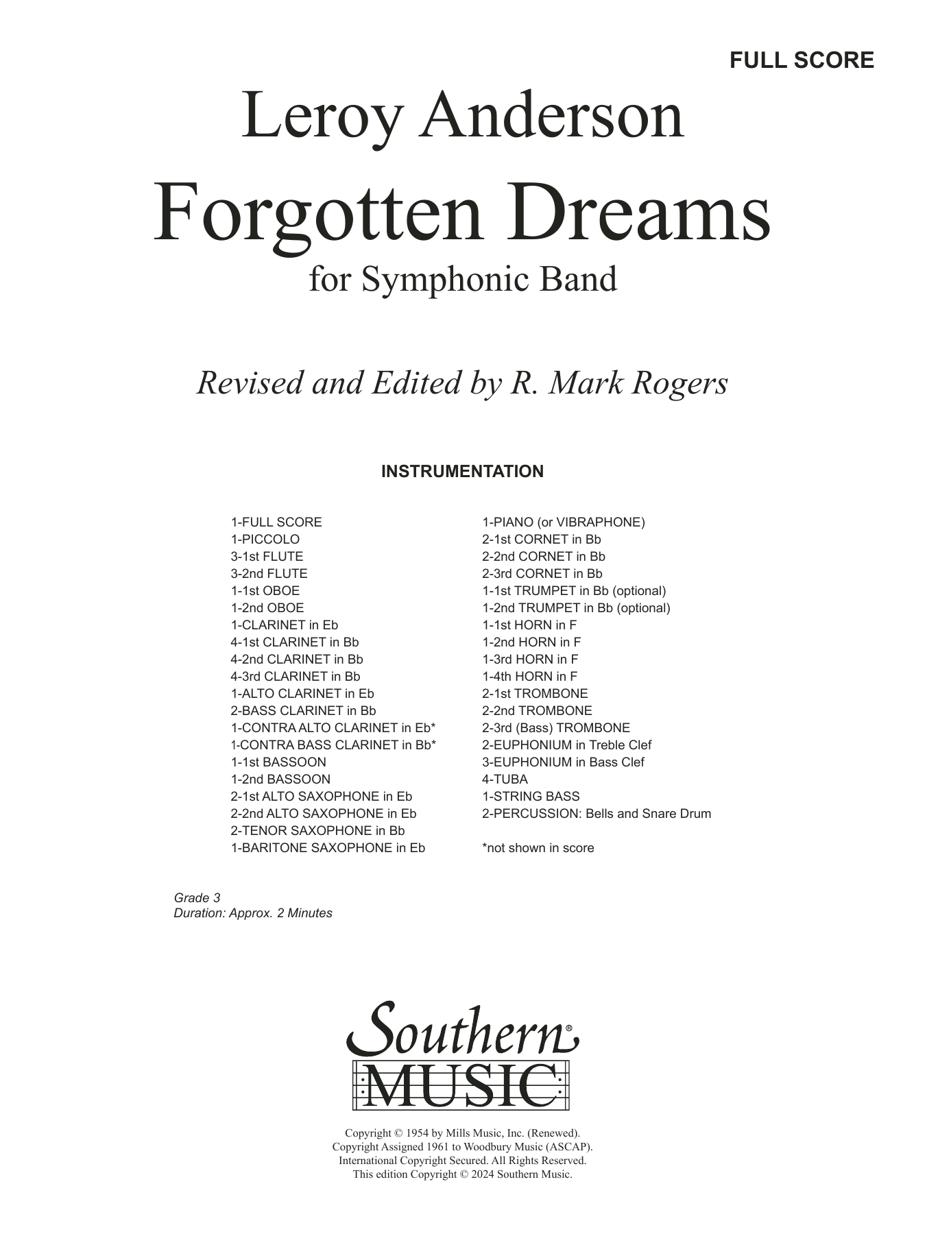 Forgotten Dreams (arr. R. Mark Rogers): Concert Band Conductor Score & Parts