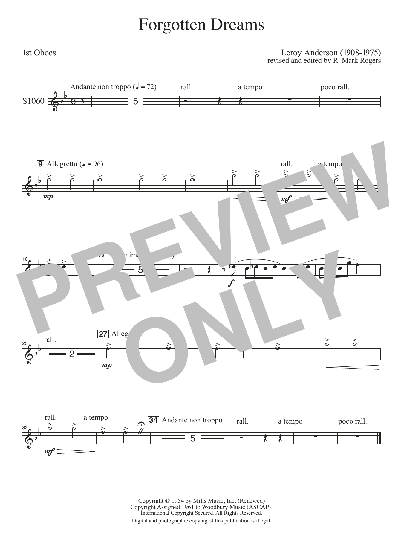 Forgotten Dreams (arr. R. Mark Rogers) - Oboe 1