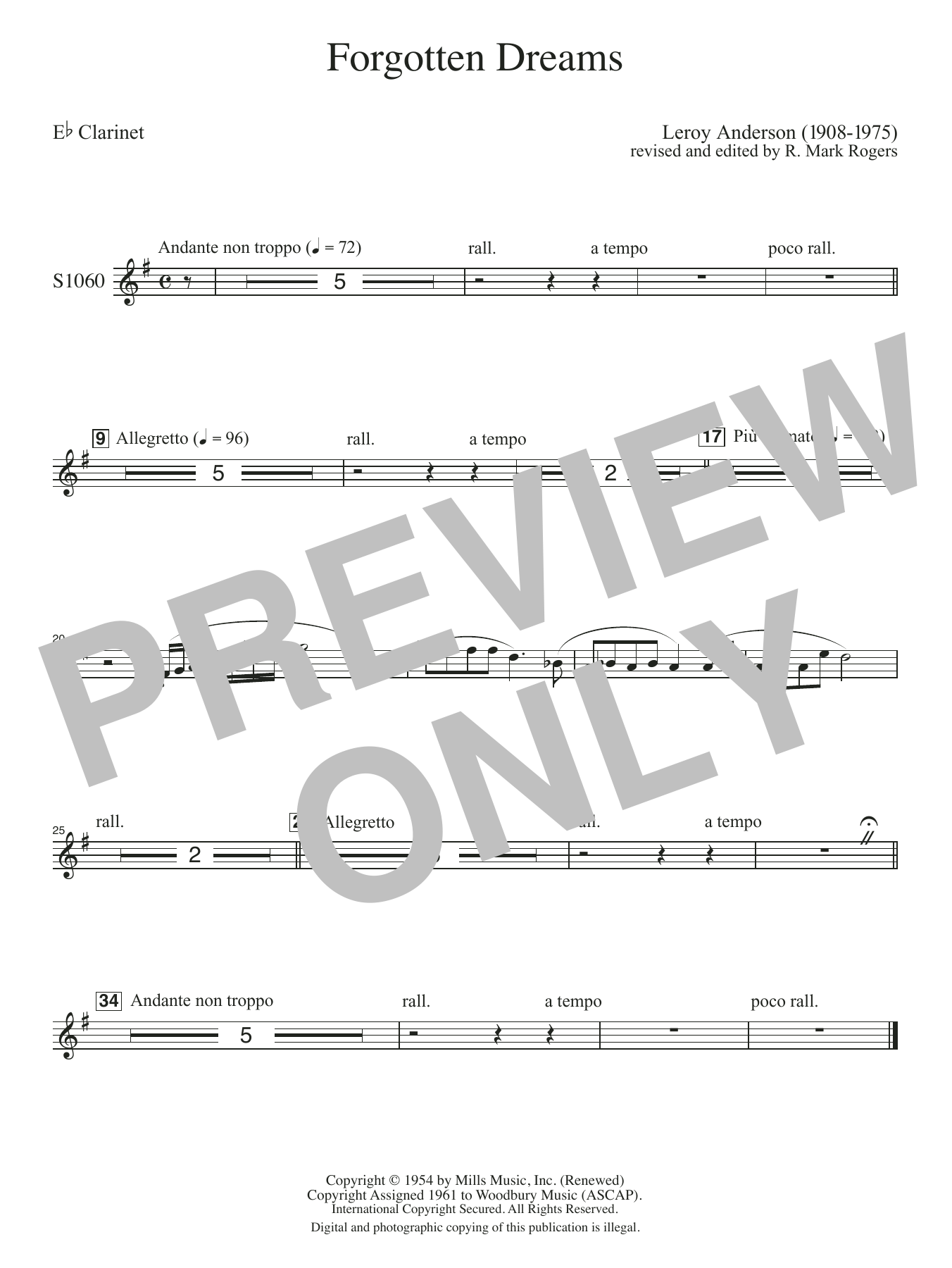 Forgotten Dreams (arr. R. Mark Rogers) - Eb Clarinet