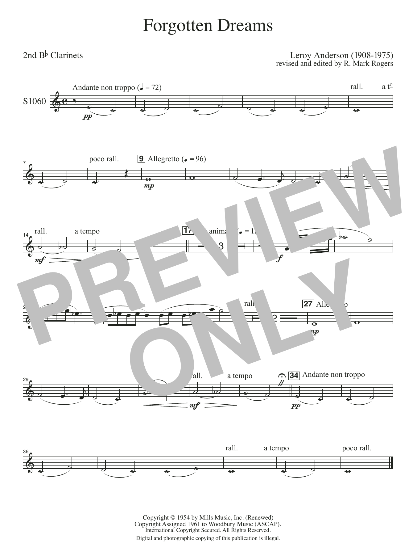 Forgotten Dreams (arr. R. Mark Rogers) - Clarinet 2