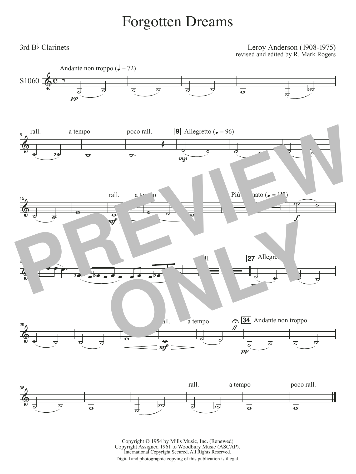 Forgotten Dreams (arr. R. Mark Rogers) - Clarinet 3