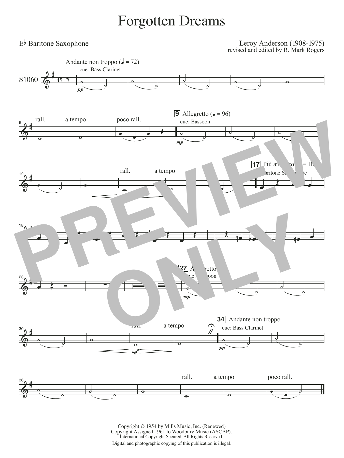 Forgotten Dreams (arr. R. Mark Rogers) - Bari Sax