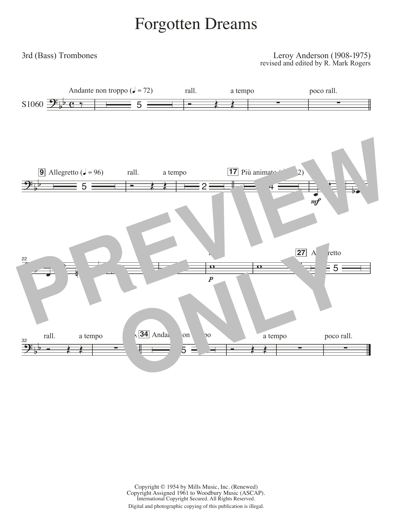 Forgotten Dreams (arr. R. Mark Rogers) - Trombone 3