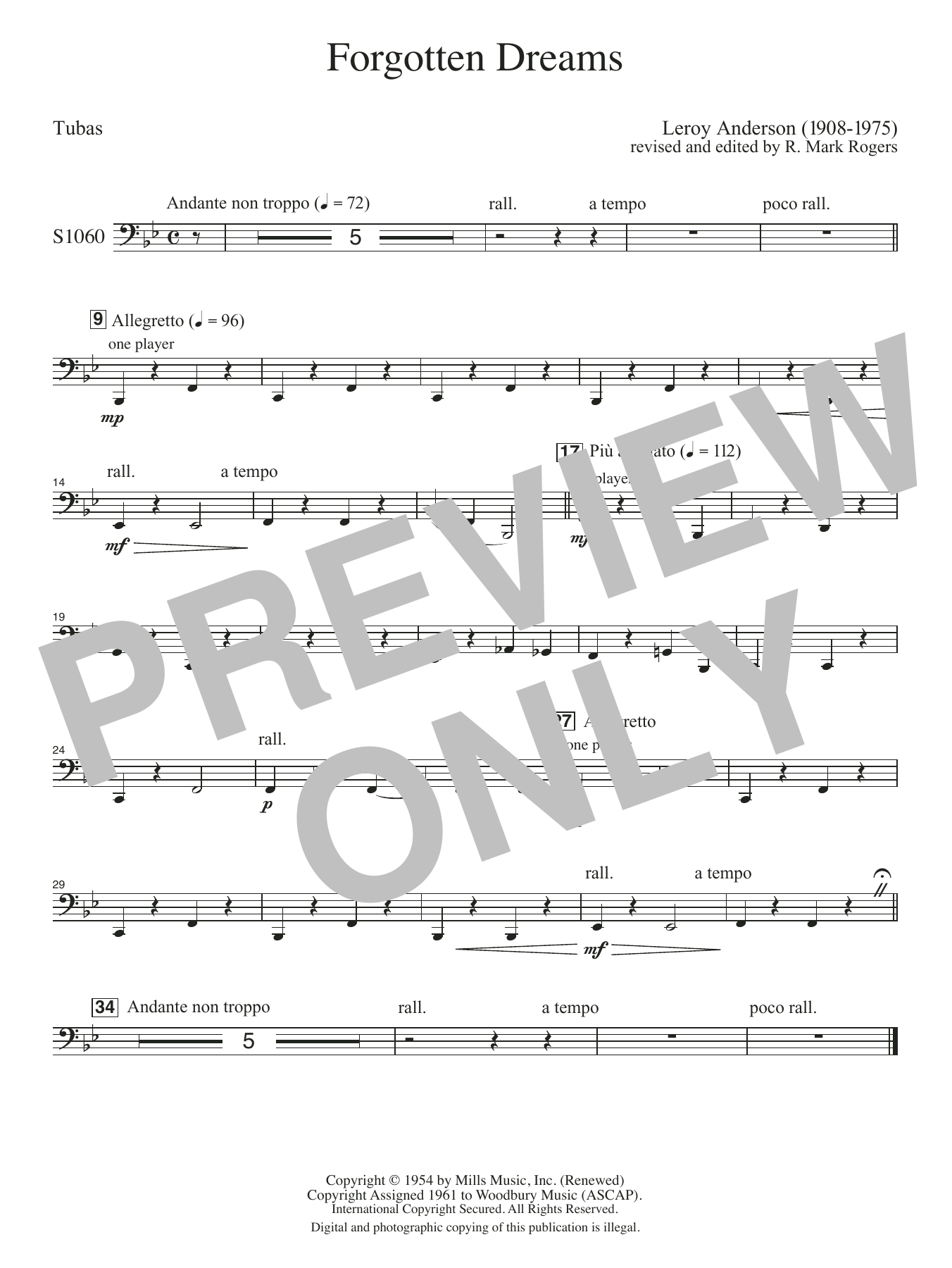 Forgotten Dreams (arr. R. Mark Rogers) - Tuba