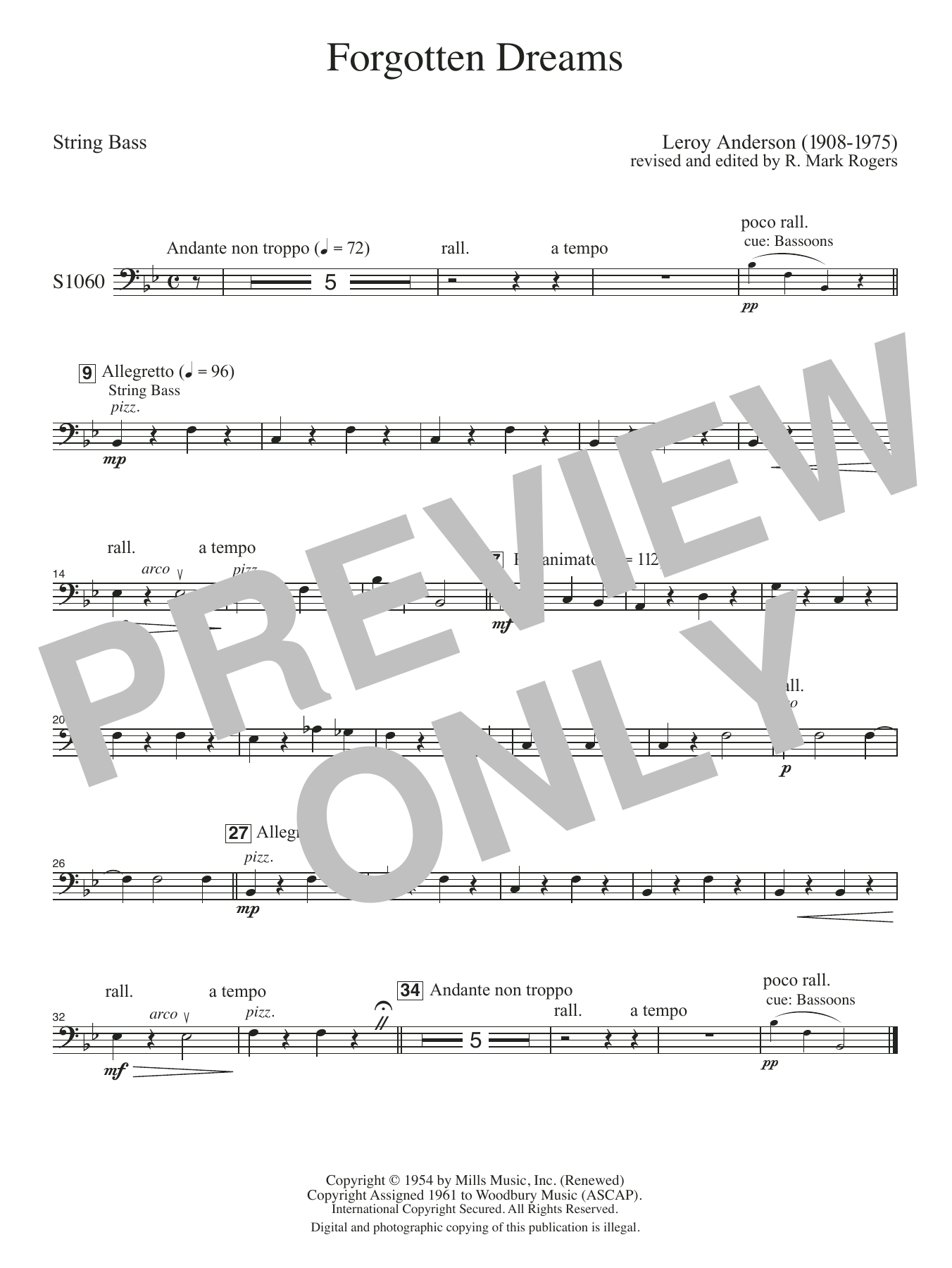 Forgotten Dreams (arr. R. Mark Rogers) - String Bass