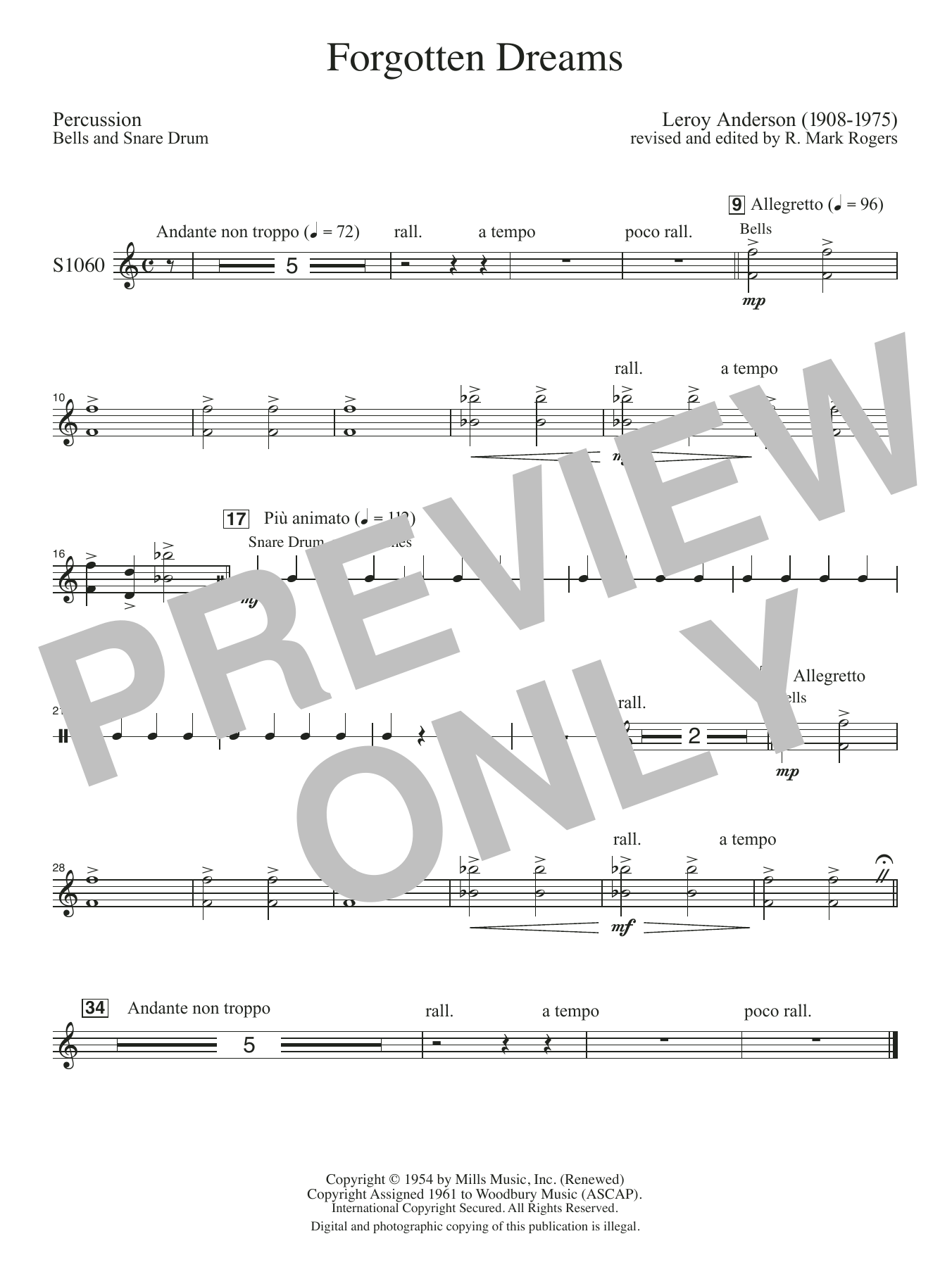 Forgotten Dreams (arr. R. Mark Rogers) - String Bass