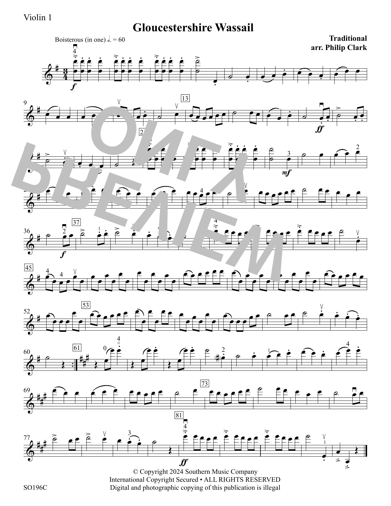 Gloucestershire Wassail - Violin 1