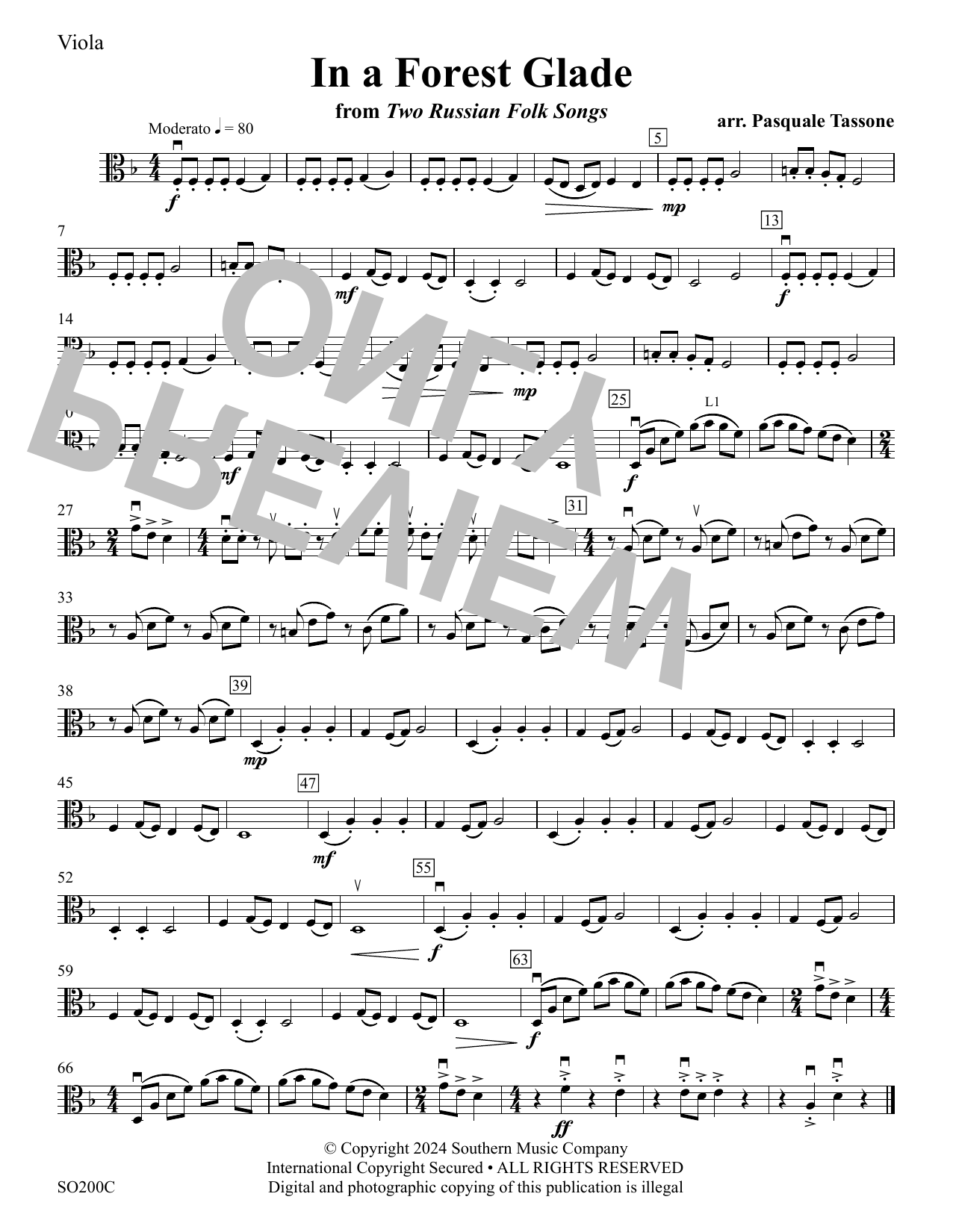 In a Forest Glade (from Two Russian Folk Songs) - Viola