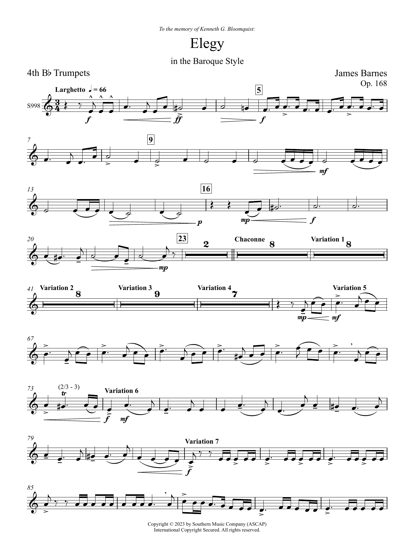 Elegy in the Baroque Style - Trumpet 4