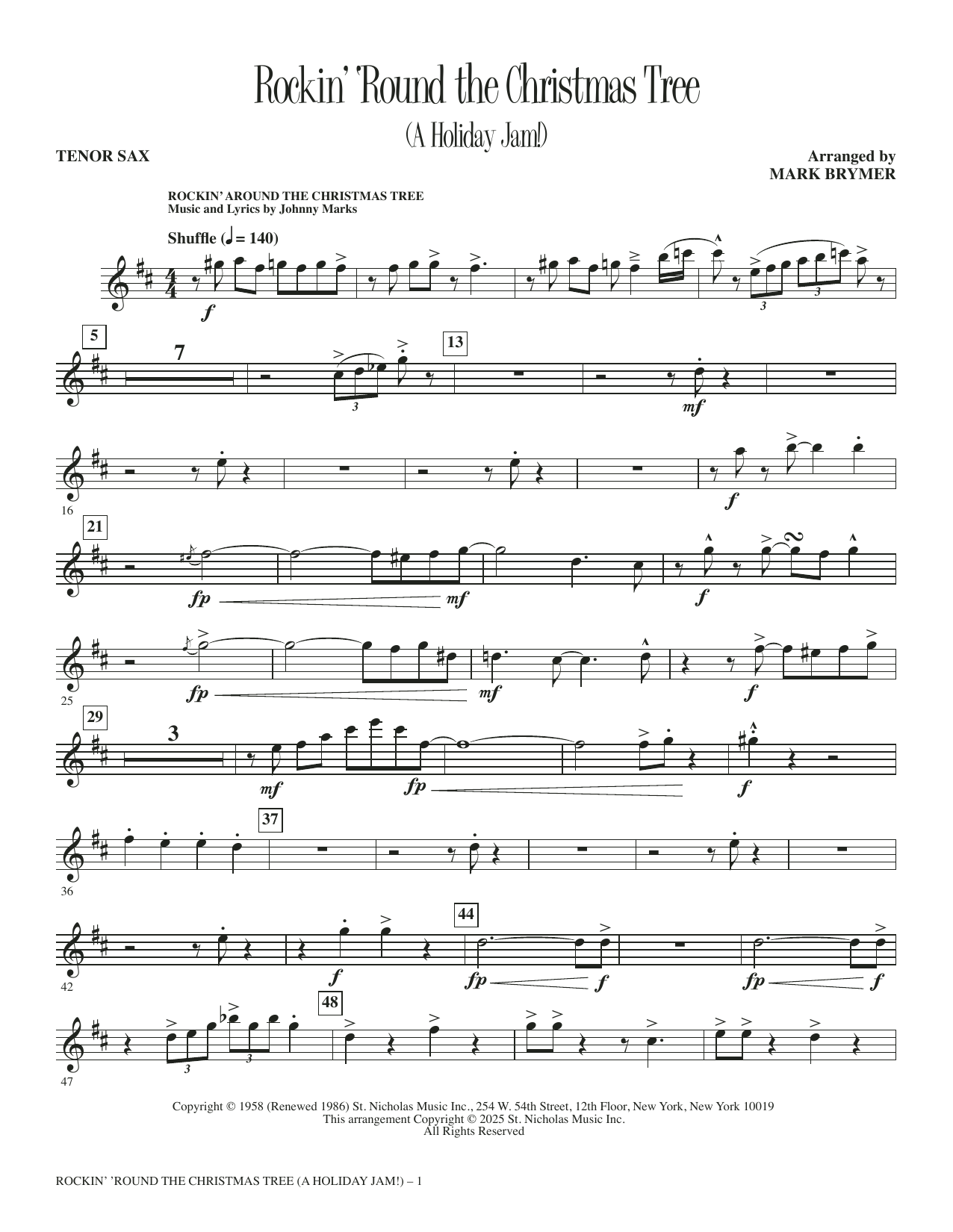 Rockin' 'Round The Christmas Tree (A Holiday Jam!) - Tenor Sax