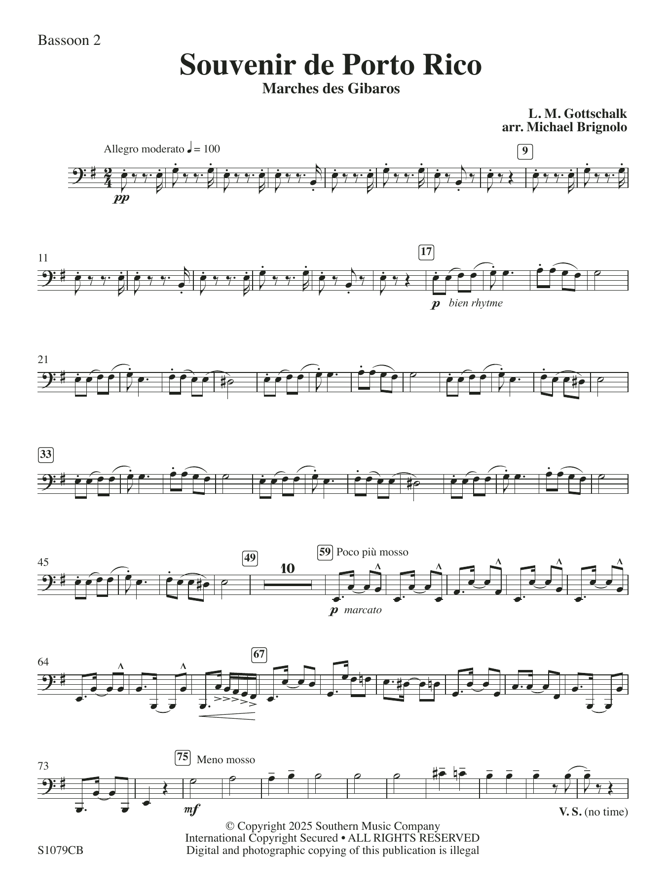 Souvenir de Porto Rico (arr. Michael Brignolo) - Bassoon 2