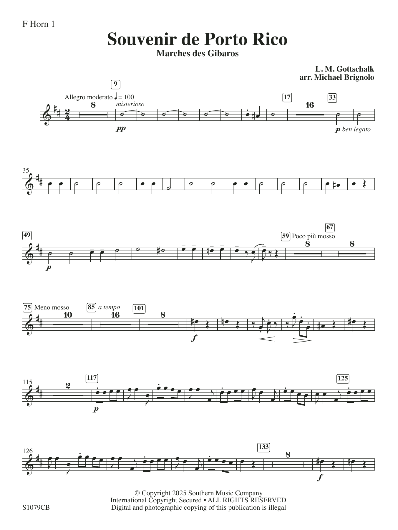 Souvenir de Porto Rico (arr. Michael Brignolo) - Horn 1
