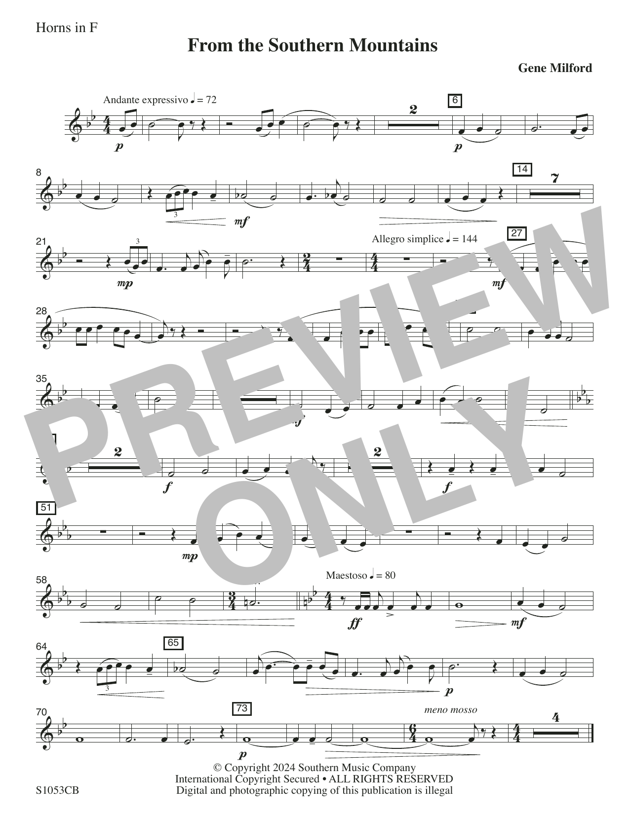 From the Southern Mountains (arr. Gene Milford) - Horn
