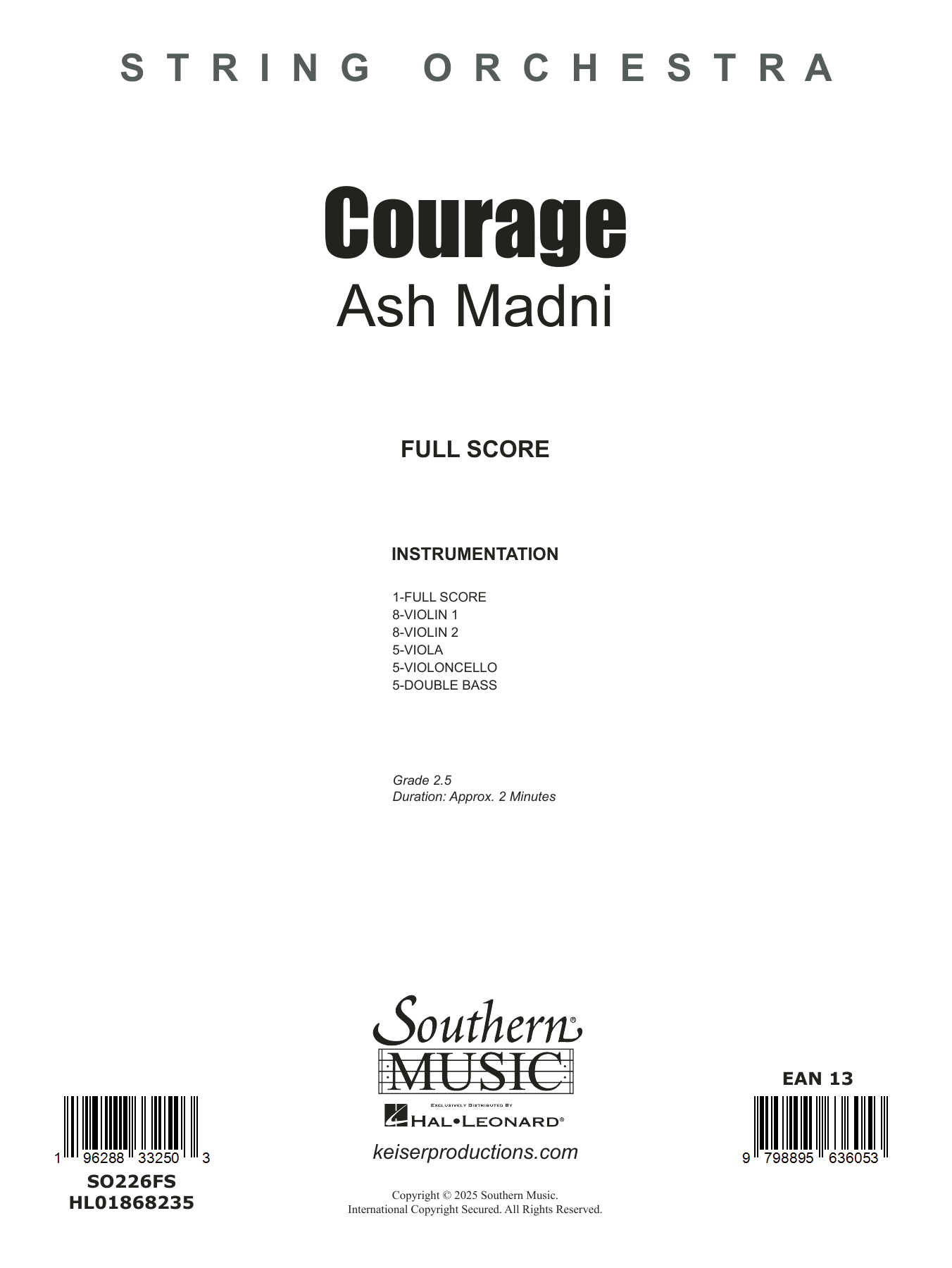 Courage: String Orchestra Conductor Score & Parts