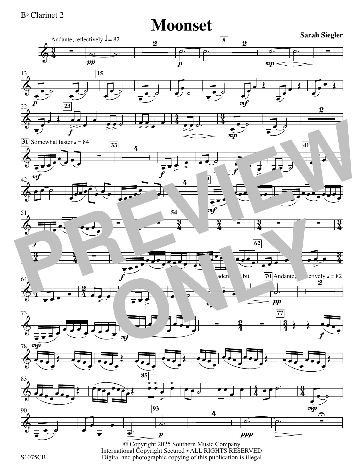 Moonset - Clarinet 2