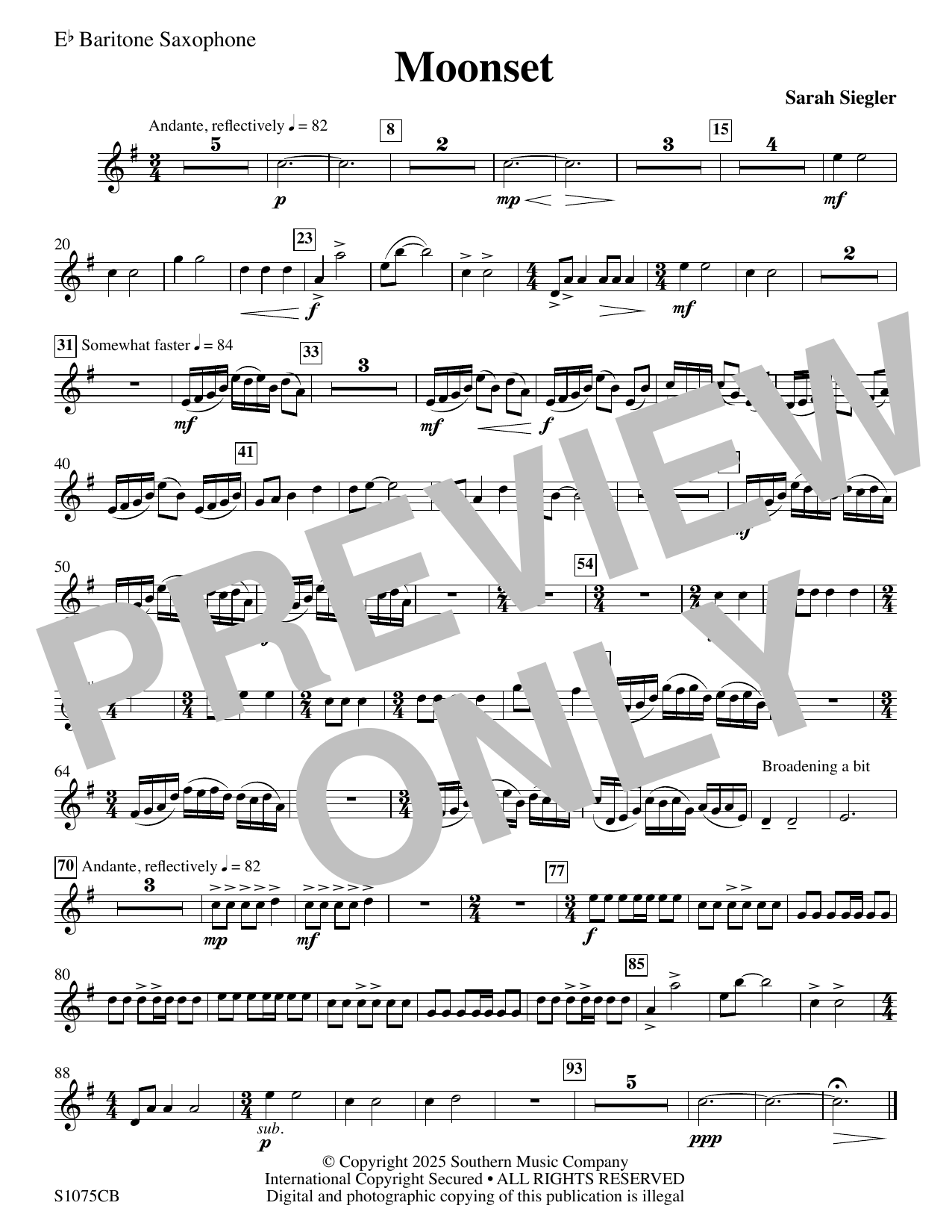 Moonset - Baritone Saxophone