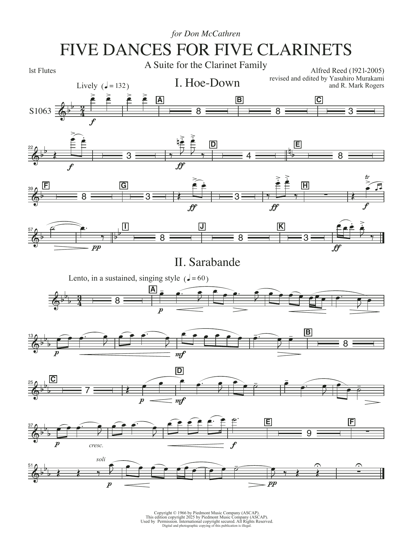 Five Dances for Five Clarinets - Flute 1