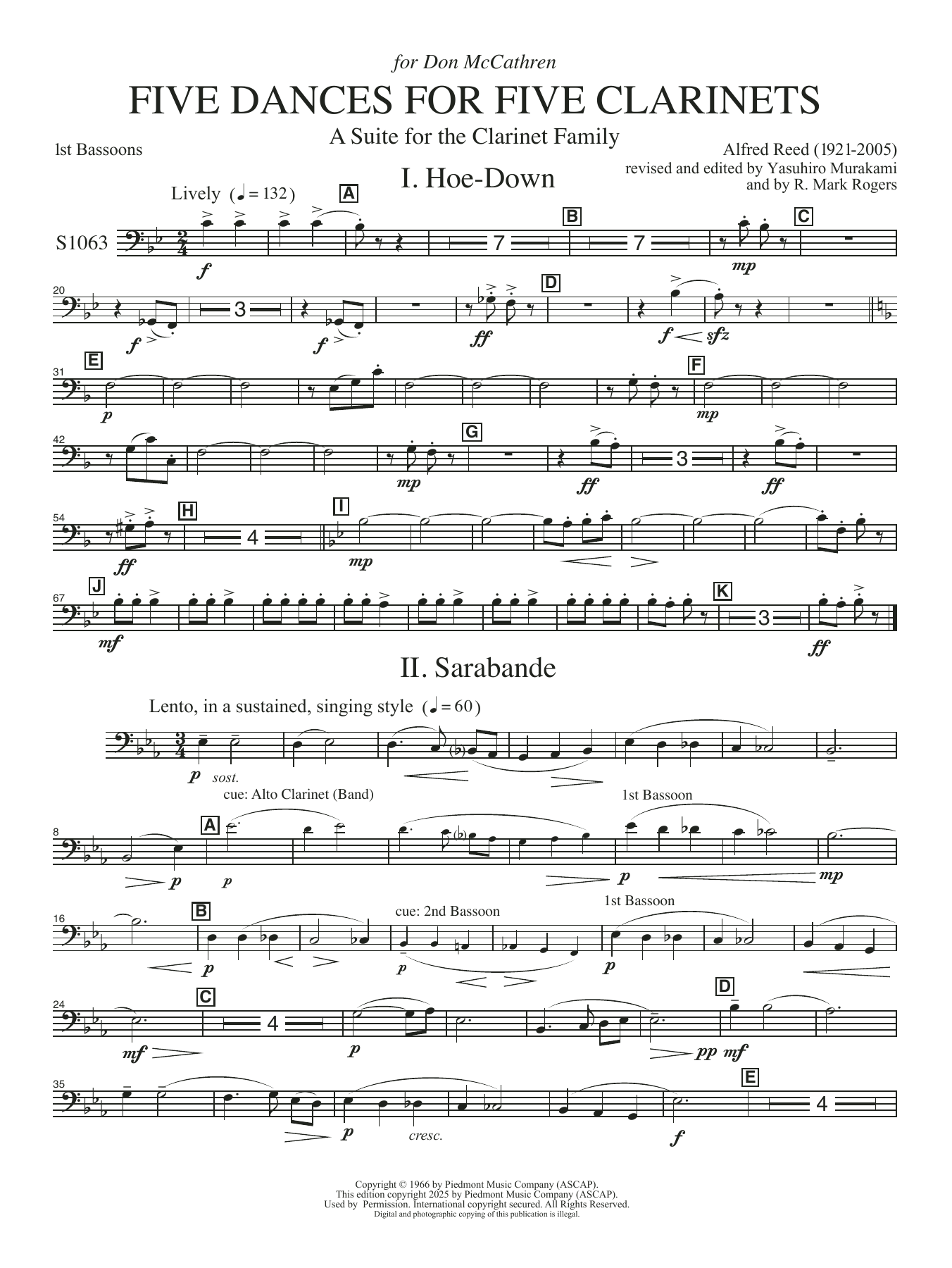 Five Dances for Five Clarinets - Bassoon 1