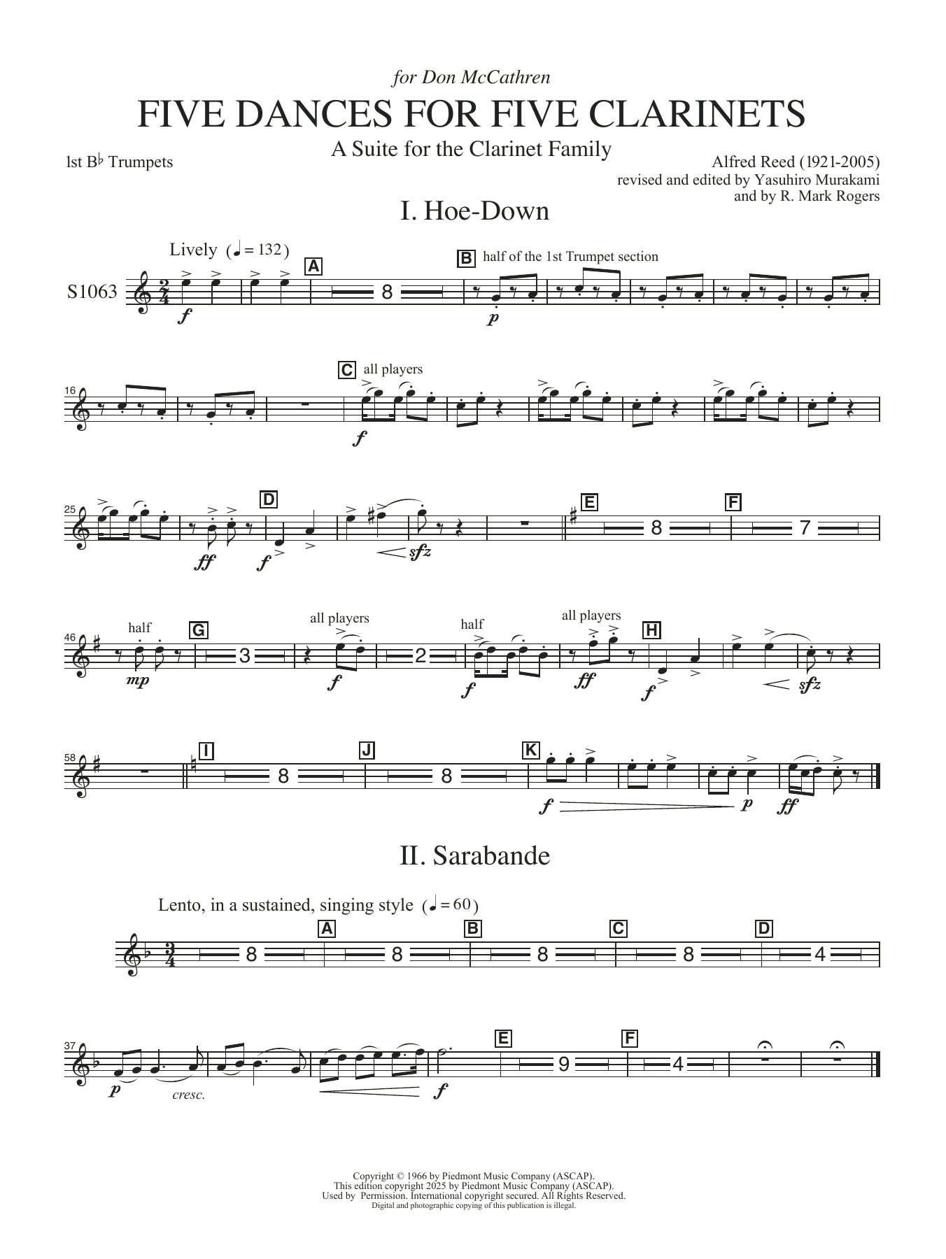 Five Dances for Five Clarinets - Trumpet 1