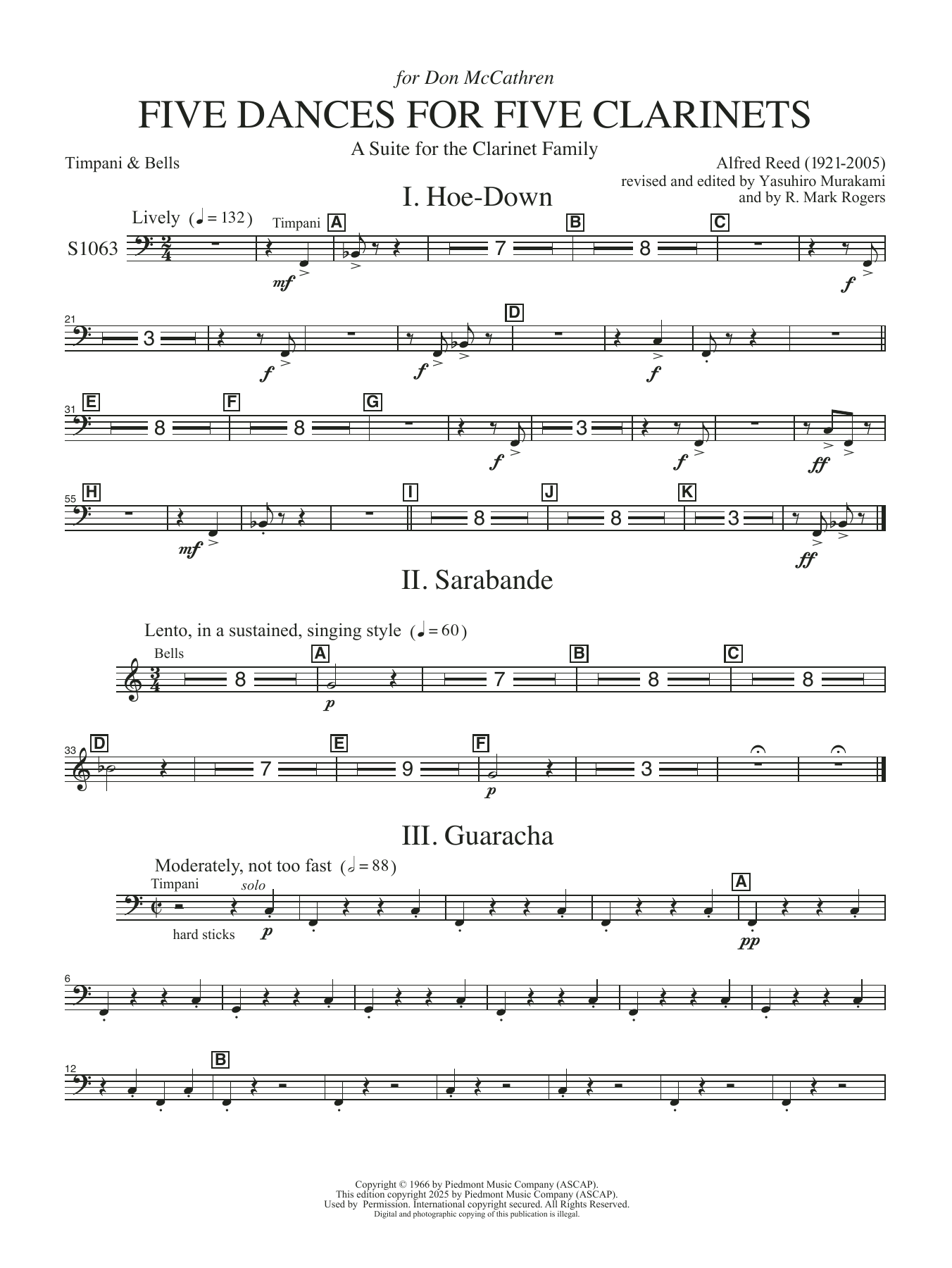 Five Dances for Five Clarinets - Timpani Bells