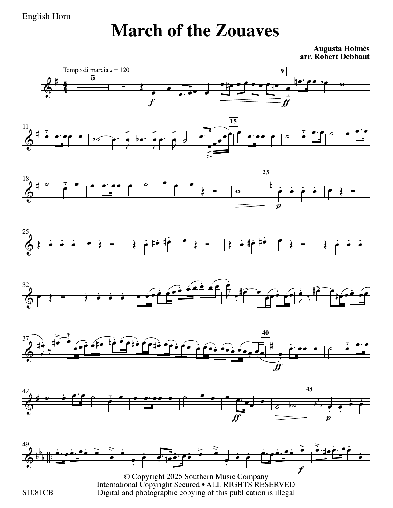 March of the Zouaves (arr. Robert Debbaut) - English Horn