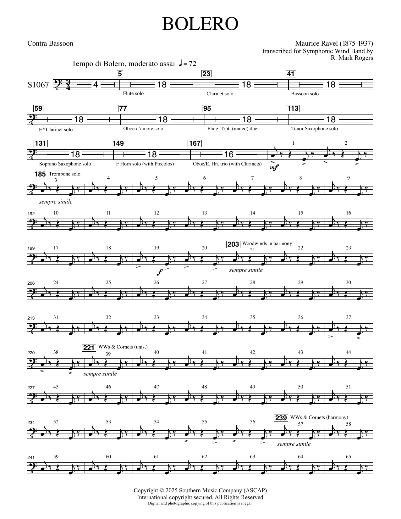 Bolero for Band (arr. R. Mark Rogers) - Contrabassoon