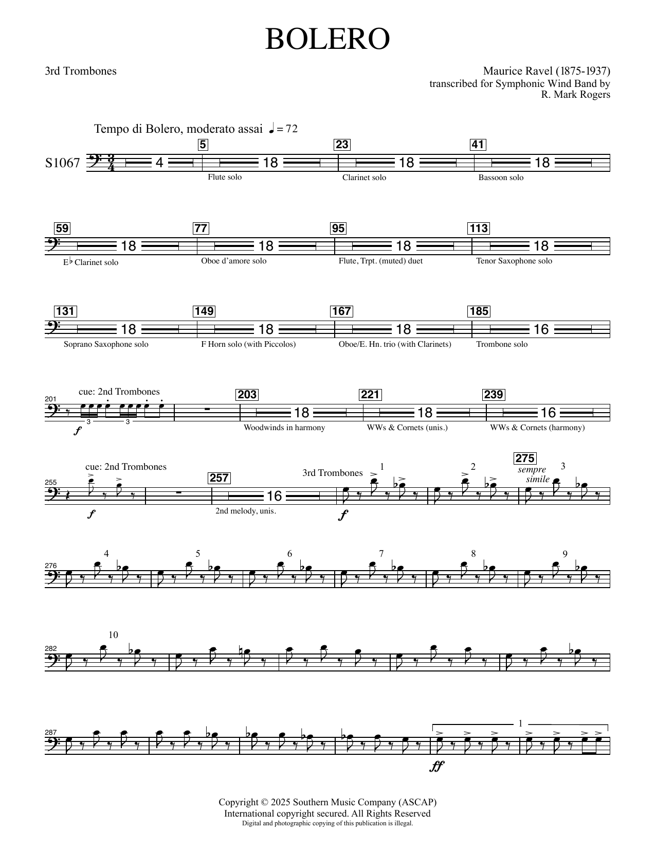 Bolero for Band (arr. R. Mark Rogers) - Trombone 3