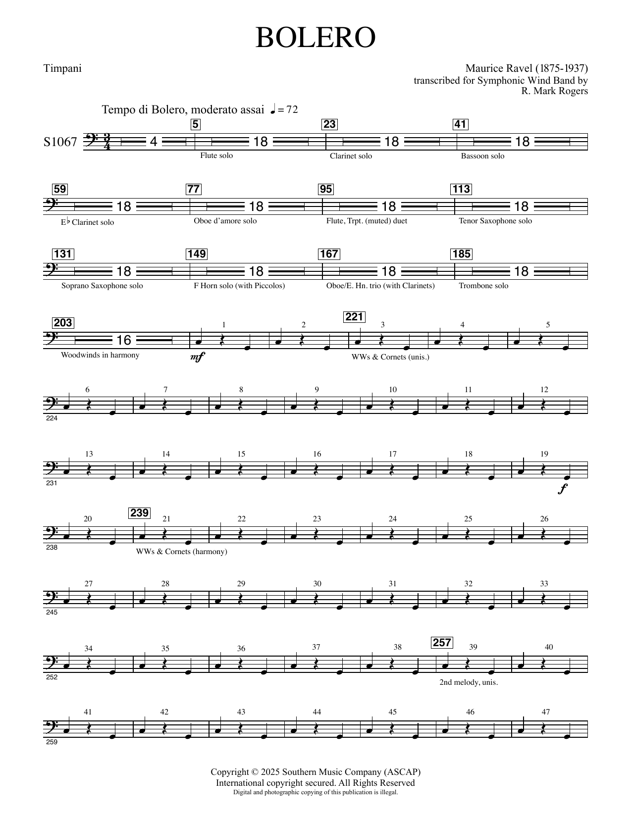 Bolero for Band (arr. R. Mark Rogers) - Timpani