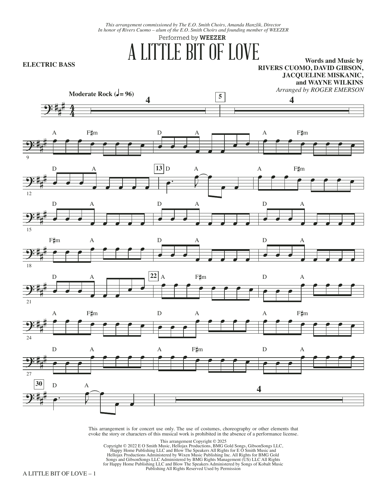 A Little Bit Of Love (arr. Roger Emerson) - Electric Bass